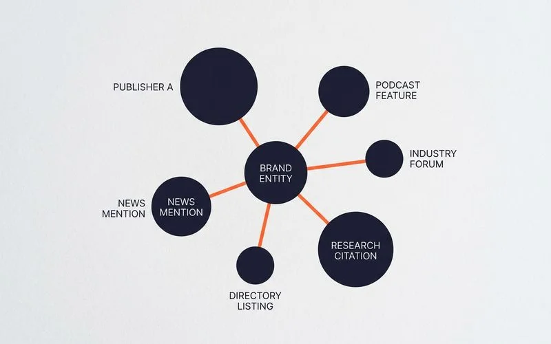 Knowledge graph showing entity association via brand co-occurrence