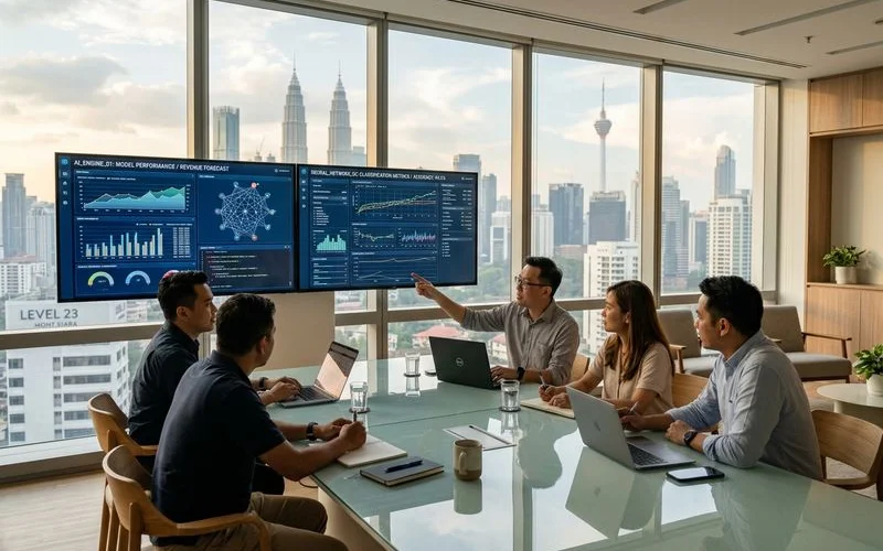 Mont Kiara meeting room set up for live AI-visibility audits across ChatGPT, Gemini, and Perplexity
