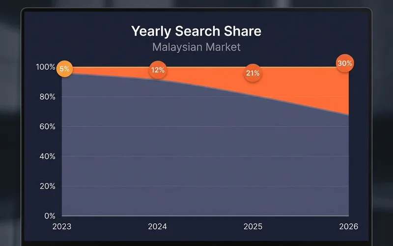 Search behaviour shift chart 2023-2026 showing blue links vs AI citations