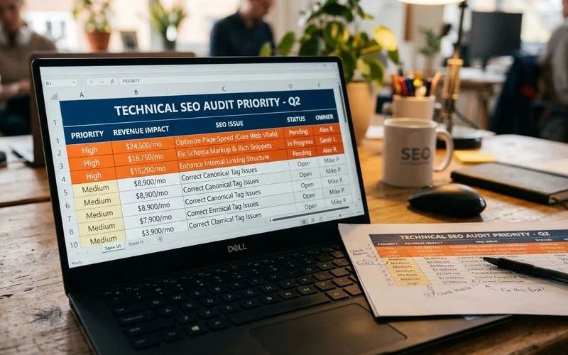 Year-end technical audit priority fix list ranked by revenue impact